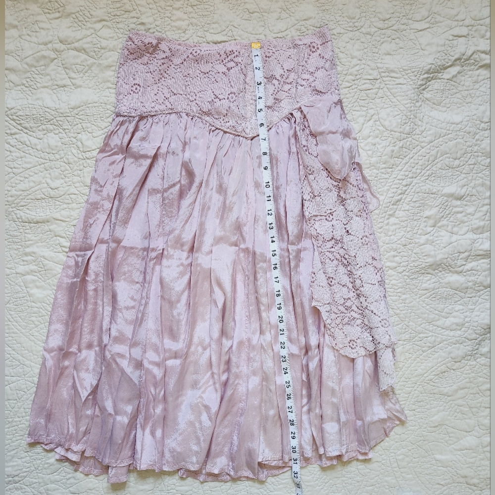 Renfair pink lace satin skirt